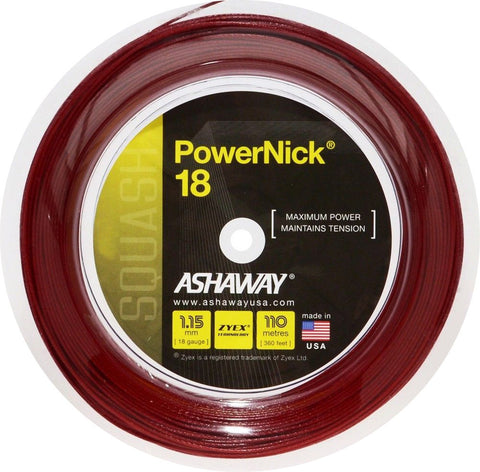 ASHAWAY POWERNICK 18 RED (1.15MM) SQUASH STRING 360'/110M REEL