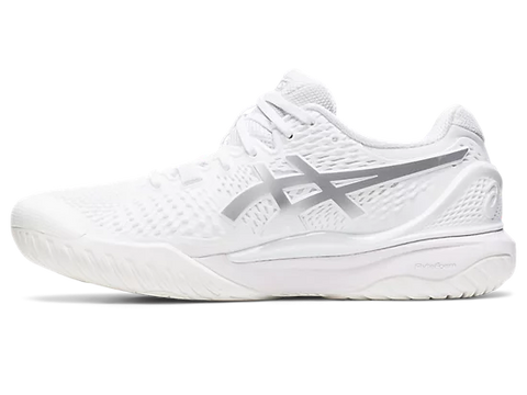 ASICS GEL RESOLUTION 9 WHITE/SILVER WOMEN'S TENNIS SHOE