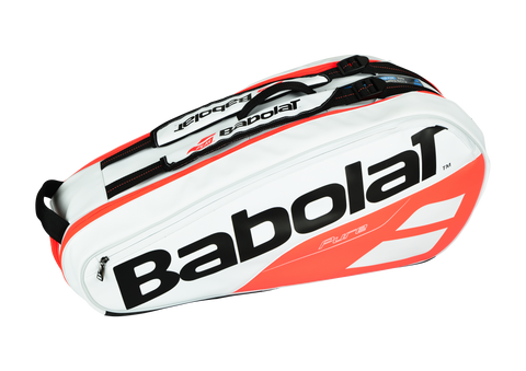BABOLAT PURE 6 PACK WHITE/FLUORO RED RACKET BAG