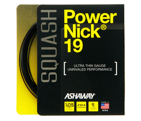 ASHAWAY POWERNICK 19 BLACK (1.05MM) SQUASH STRING 30'/9M (1 SET)