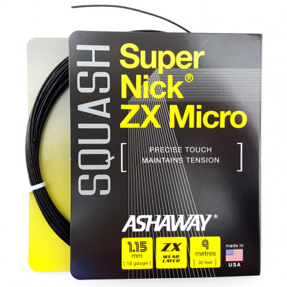 ASHAWAY SUPERNICK ZX MICRO BLACK (1.15MM) SQUASH STRING 30'/9M (1 SET)